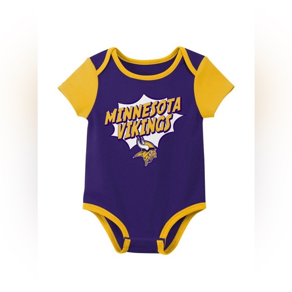 NFL Minnesota Vikings Infant Boy's 3pc set Bodysuits, 3-6 Months New - Picture 4 of 4